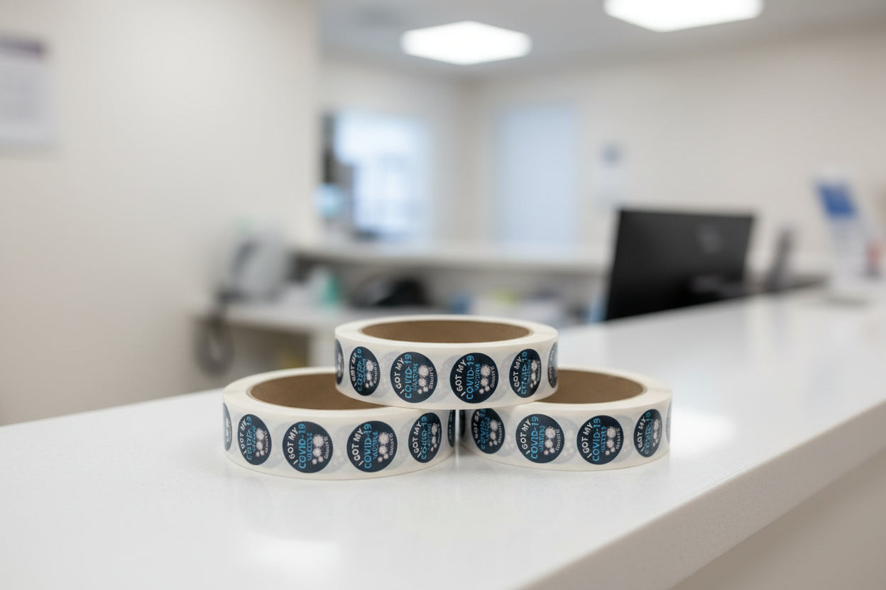 0.5", I Got My COVID-19 Vaccine, Stickers (Black; 100 Per Roll)