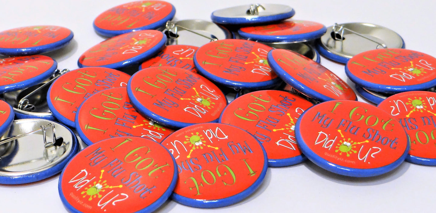 I Got My Flu Vaccine, Red 1.5" Pin-Back Buttons (10-Pk)