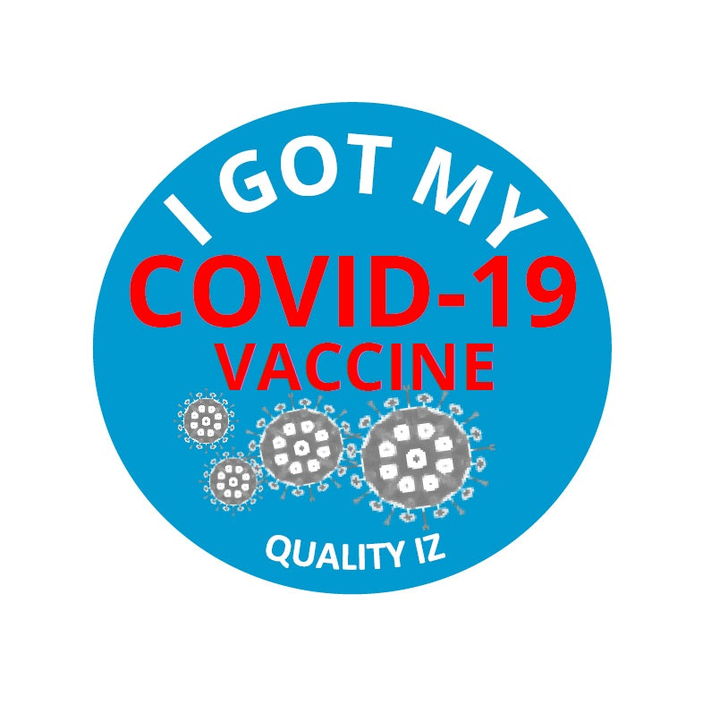 1", I Got My COVID-19 Vaccine, Stickers (Blue; 100 Per Roll)