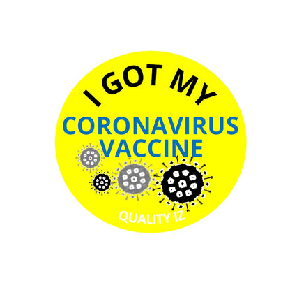 1", I Got My Coronavirus Vaccine, Stickers (Yellow; 100 Per Roll)