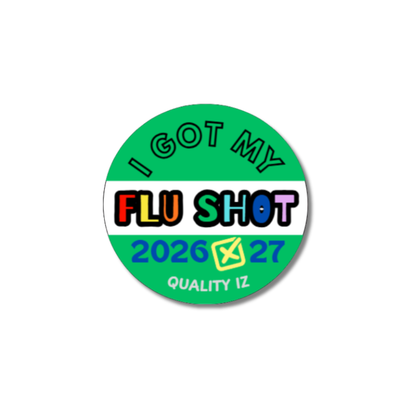 2026-27, 0.5" I Got My Flu Shot 2026-27 Stickers (Green, 100 Per Roll)