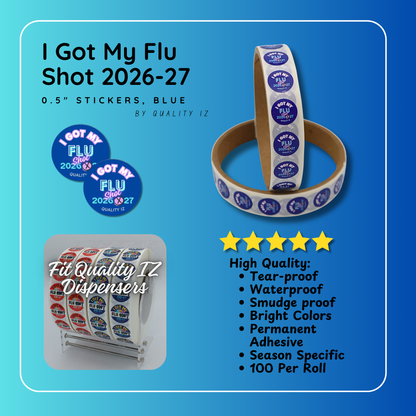 2026-27, 0.5" I Got My Flu Shot 2026-27 Stickers (Navy Blue, 100 Per Roll)