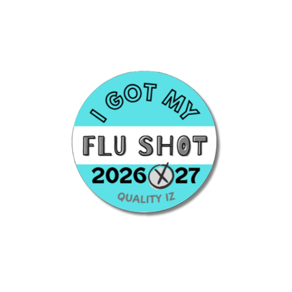 2026-27, 0.5" I Got My Flu Shot 2026-27 Stickers (Cyan Blue, 100 Per Roll)