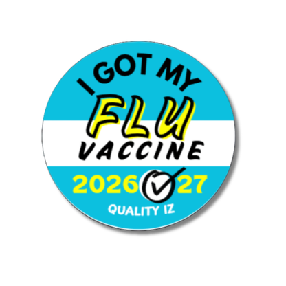 0.75" I Got My Flu Vaccine 2026-27 Stickers (100 Per Roll, Aqua Blue)