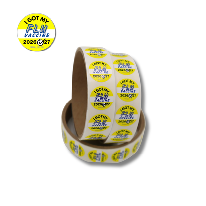 0.75" I Got My Flu Vaccine 2026-27 Stickers (100 Per Roll, Yellow)