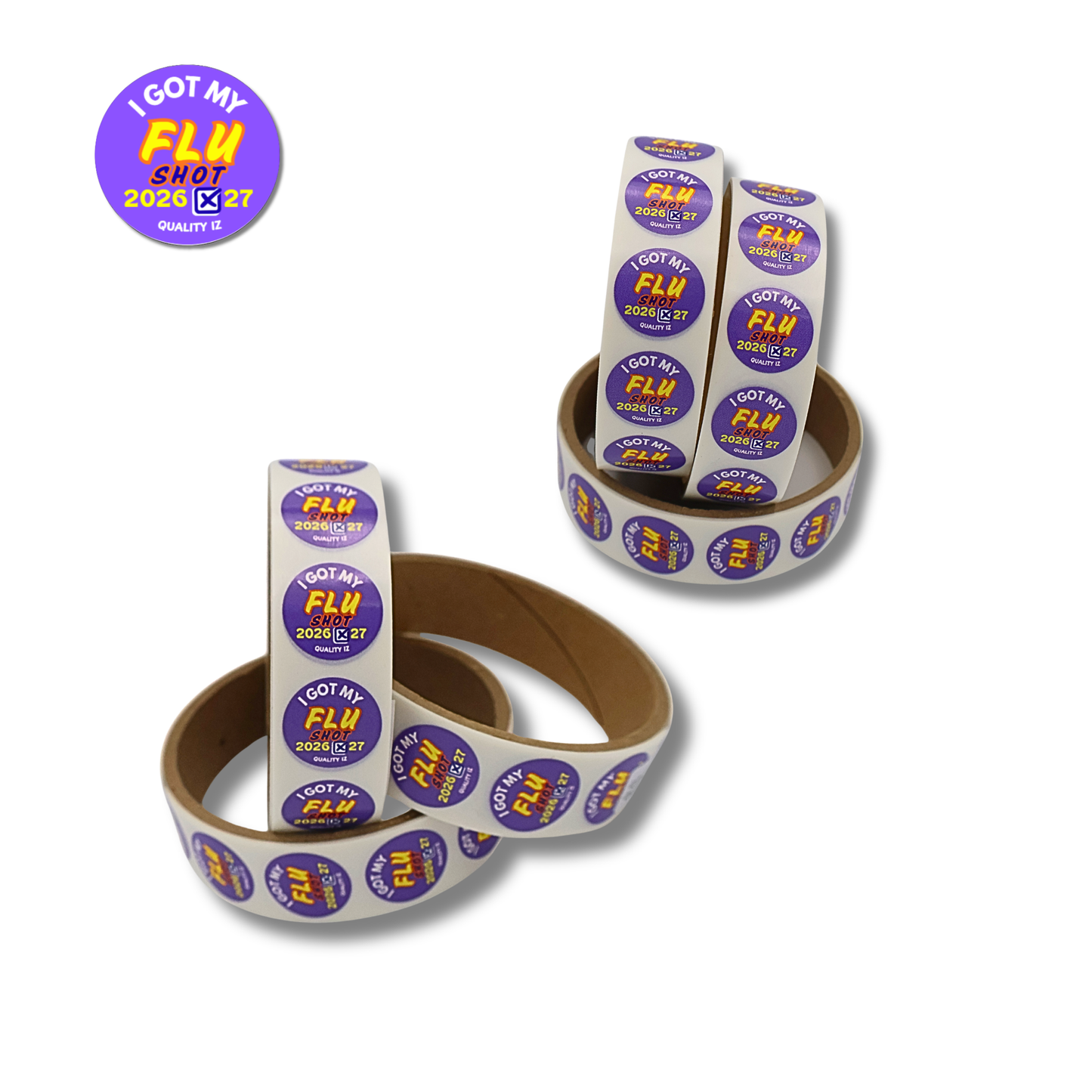 0.75" I Got My Flu Shot 2026-27 Stickers (100 Per Roll, Purple)