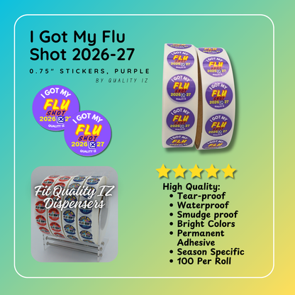 0.75" I Got My Flu Shot 2026-27 Stickers (100 Per Roll, Purple)