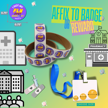 0.75" I Got My Flu Shot 2026-27 Stickers (100 Per Roll, Purple)
