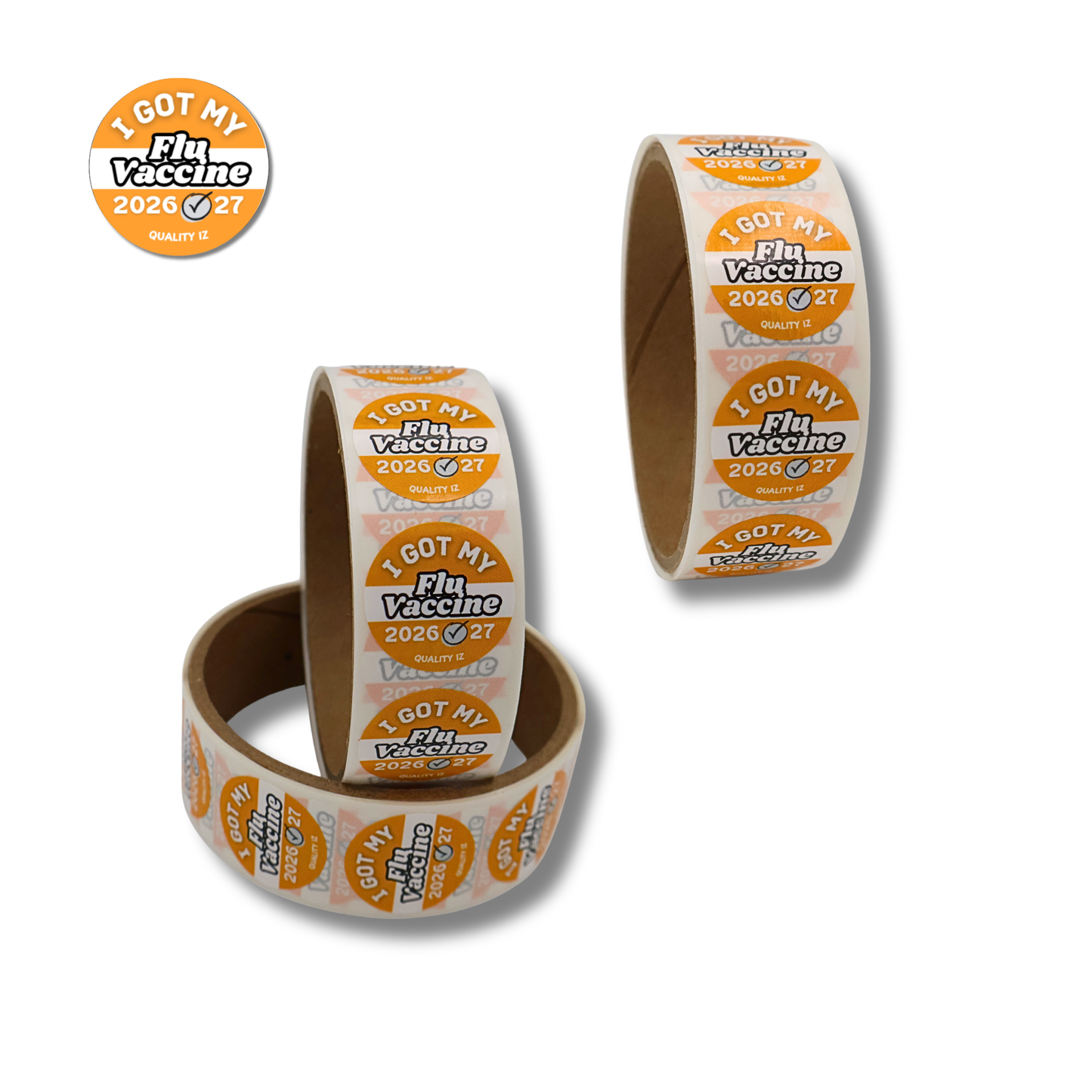 1" I Got My Flu Vaccine 2026-27 Stickers (100 Per Roll, Orange)