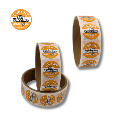 1" I Got My Flu Vaccine 2026-27 Stickers (100 Per Roll, Orange)