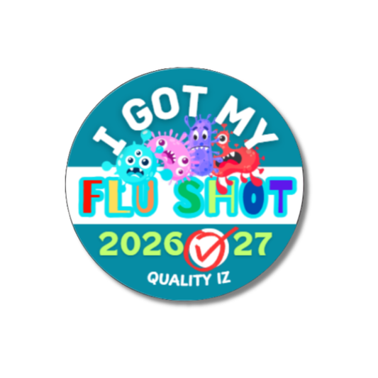 1" I Got My Flu Shot 2026-27 Stickers (100 Per Roll, Turquoise)
