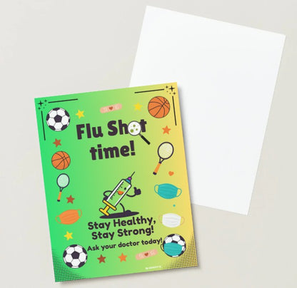 Digital File, 8x11" Flu Shot Time, Animated Flyer/Poster, PDF Digital Print