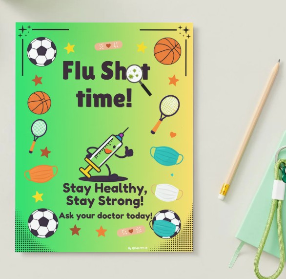 Digital File, 8x11" Flu Shot Time, Animated Flyer/Poster, PDF Digital Print
