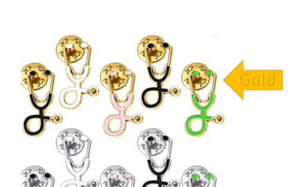 Stethoscope Enamel Pins, 4-pack, Options