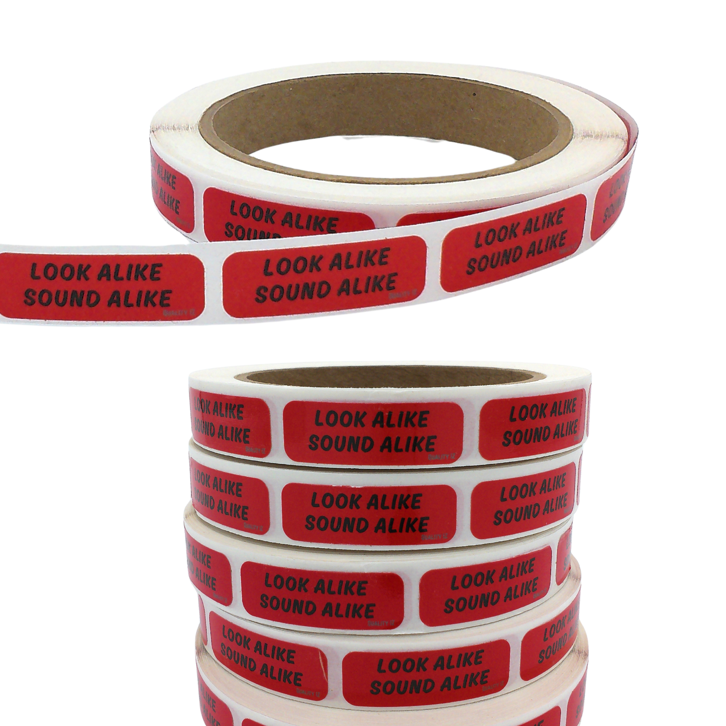 Look Alike Sound Alike, Red Labels 1.5"x0.5" (500/roll)