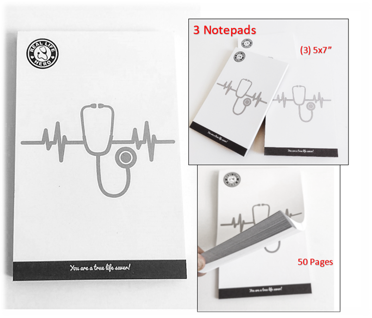 3-Pack Real Life Hero" Notepads, 5x7"