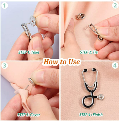Stethoscope Enamel Pins, 4-pack, Options