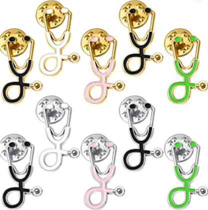 Stethoscope Enamel Pins, 4-pack, Options