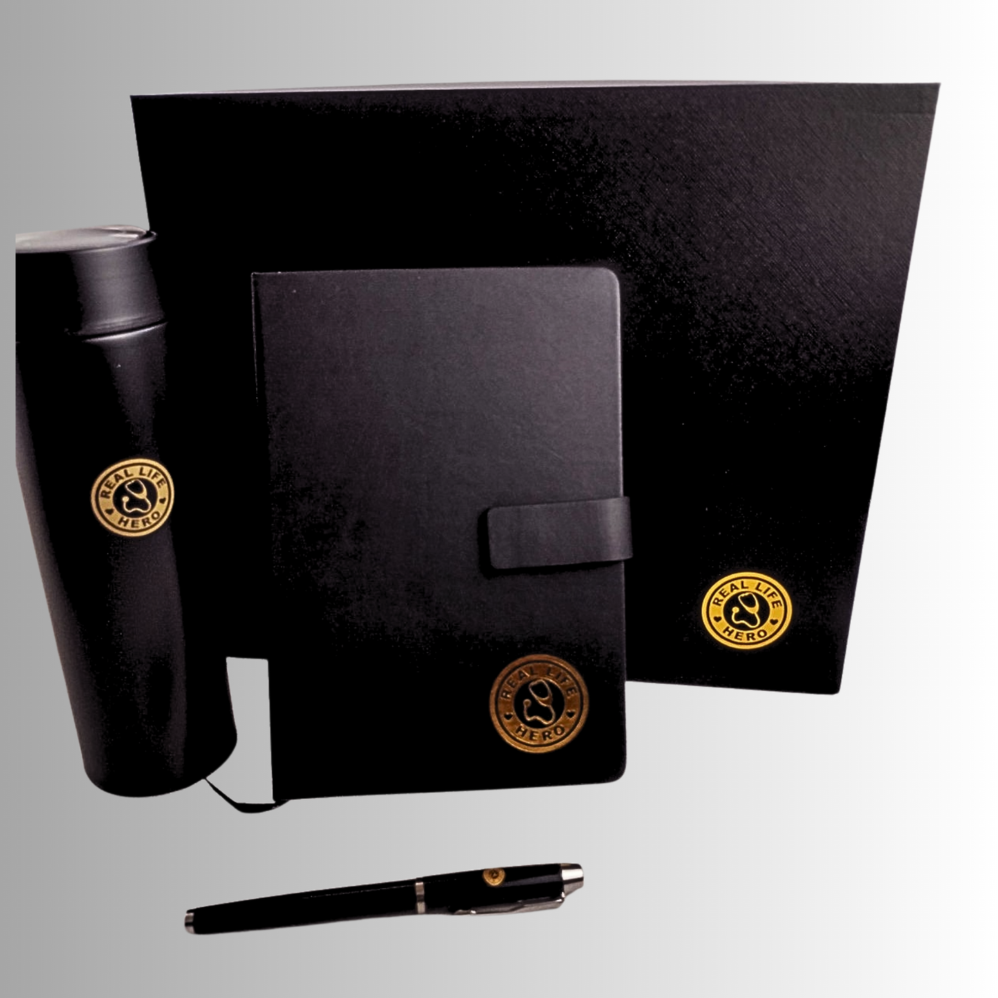 Real Life Hero, Smart Touch Display Vacuum Flask, Notebook, Pen & Matching Gift Box, Gift Set