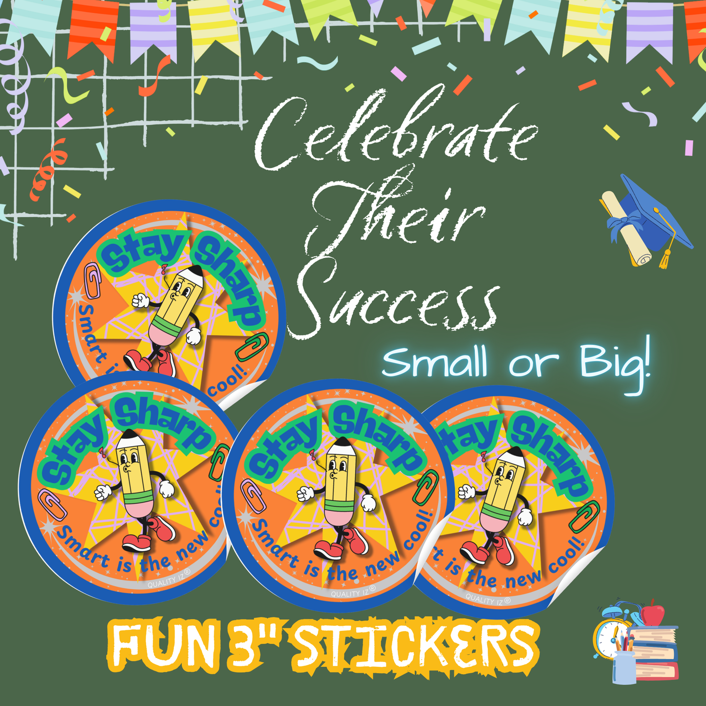 3" Stay Sharp Smart Is The New Cool, Circle Stickers (50-PK)