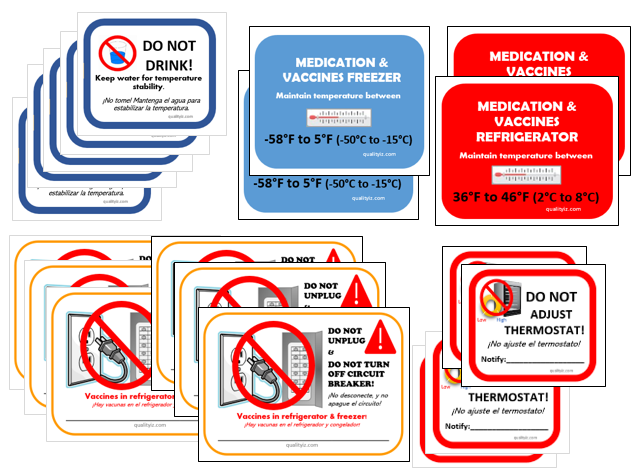 Refrigerator & Freezer Labels Starter-Pack (For Medication & Vaccines)