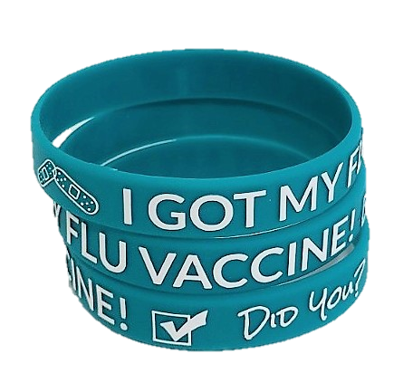 I Got My Flu Vaccine! Did You?, Printed Silicone Wristbands (Teal, 5-Pk Standard)