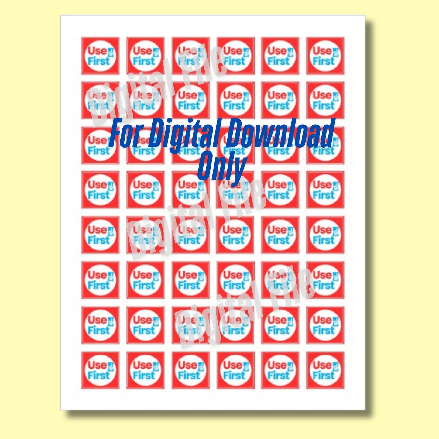 Digital File, 1x1" Use First Labels, Printable Digital File, Red & Blue Design Template