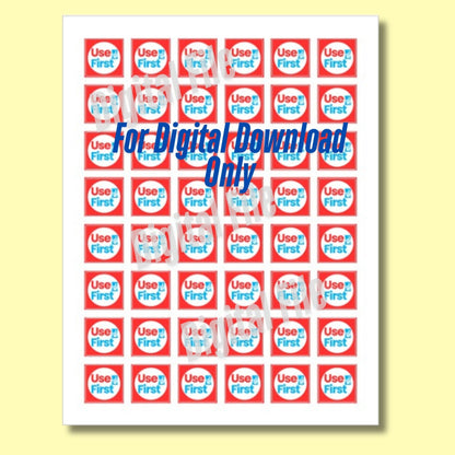 Digital File, 1x1" Use First Labels, Printable Digital File, Red & Blue Design Template