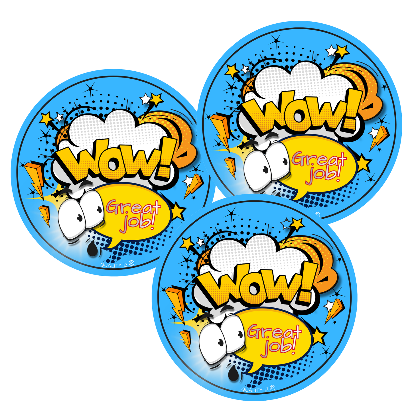 3" Wow! Great Job, Circle Stickers (50-PK)