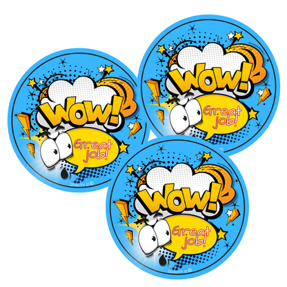 3" Wow! Great Job, Circle Stickers (50-PK)