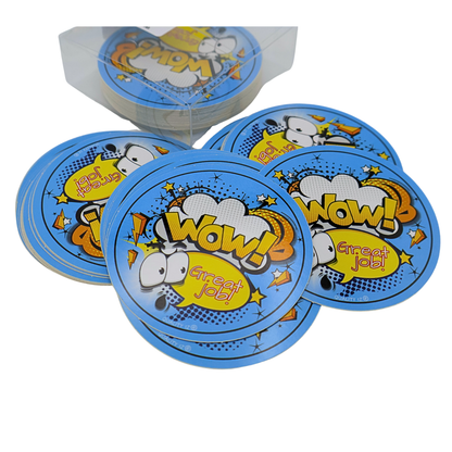 3" Wow! Great Job, Circle Stickers (50-PK)